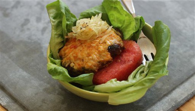 Ssamjang Burger with Watermelon and Kimchee