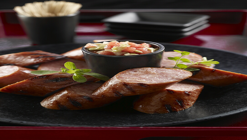 Grilled Kielbasa with Watermelon Relish